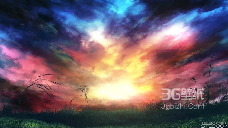 火红的或粉色天空云彩美图，它们像烈火，像棉花糖，在蔚蓝的天空中绽放3