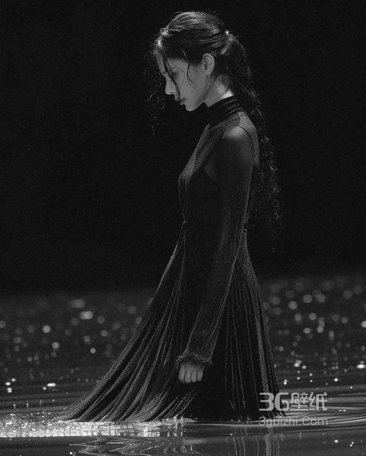 欧美黑白人像艺术摄影美照，脸上有雀斑的欧美红唇美少女超美侧颜肖像艺术写真图片8