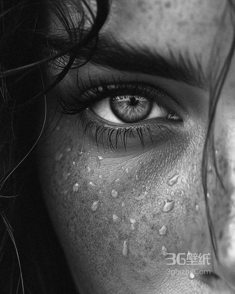 欧美黑白人像艺术摄影美照，脸上有雀斑的欧美红唇美少女超美侧颜肖像艺术写真图片7