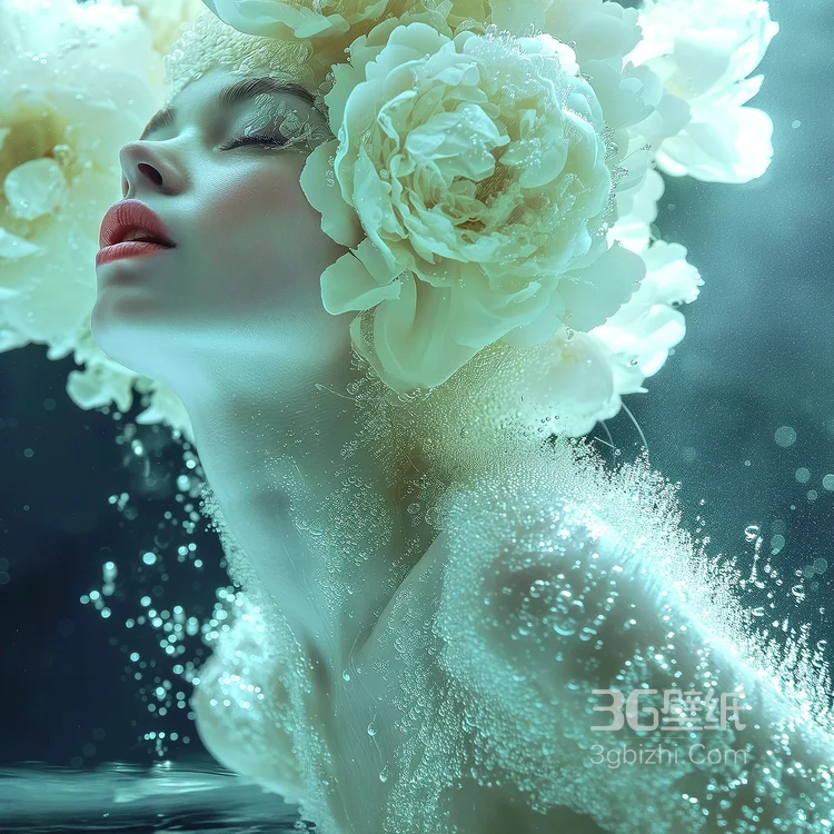 欧美美女与动物超美艺术摄影，闭着眼睛，头上顶着鸽子的西方14147大但人文艺术摄影美图图集5