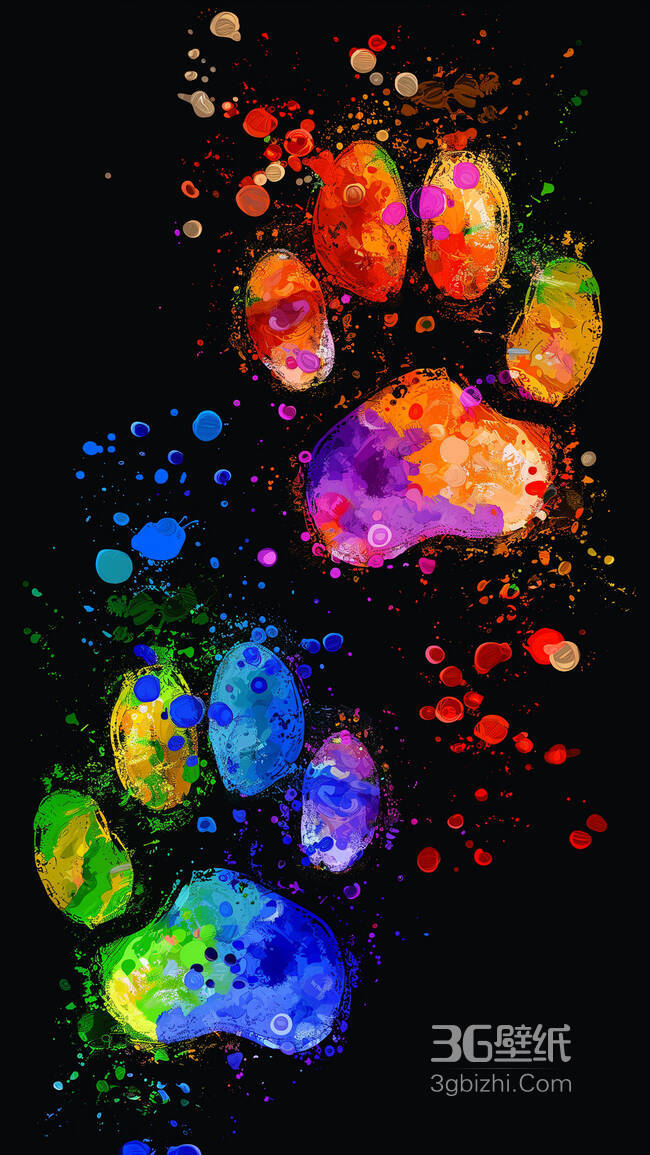 熊掌，熊掌印，油漆创作的熊掌印创意手机壁纸图片1
