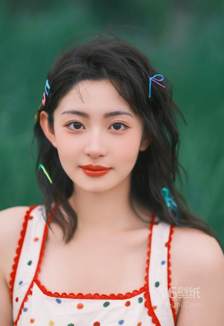 夏末的记忆,美丽女孩赵晴吊带波点裙山野间浪漫写真图集4