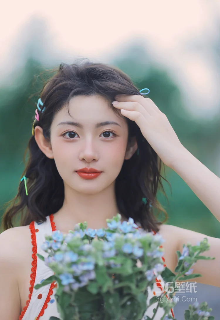 夏末的记忆,美丽女孩赵晴吊带波点裙山野间浪漫写真图集7