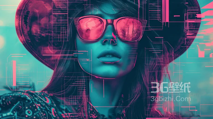 网络，矩阵，嬉皮士，数码与人类 AI创意美图4