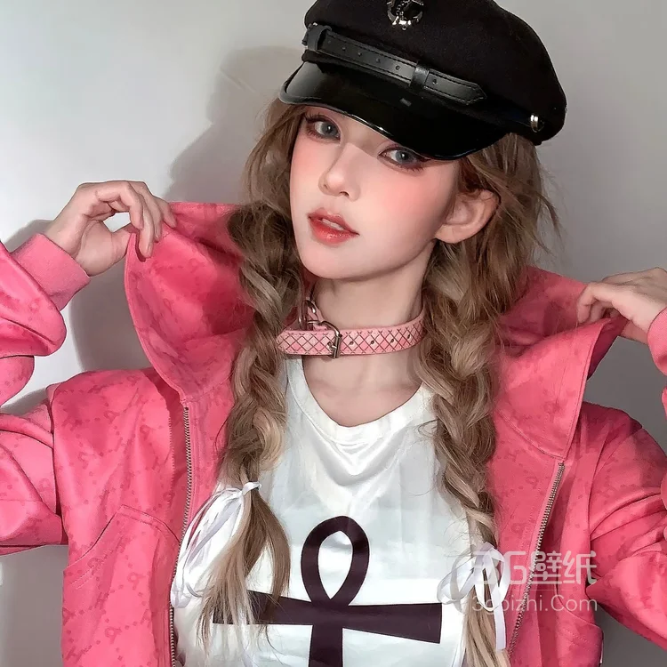 美式甜心宝贝头像，戴着帽子，双马尾辫发型时尚可人甜美美女高清头像图片4