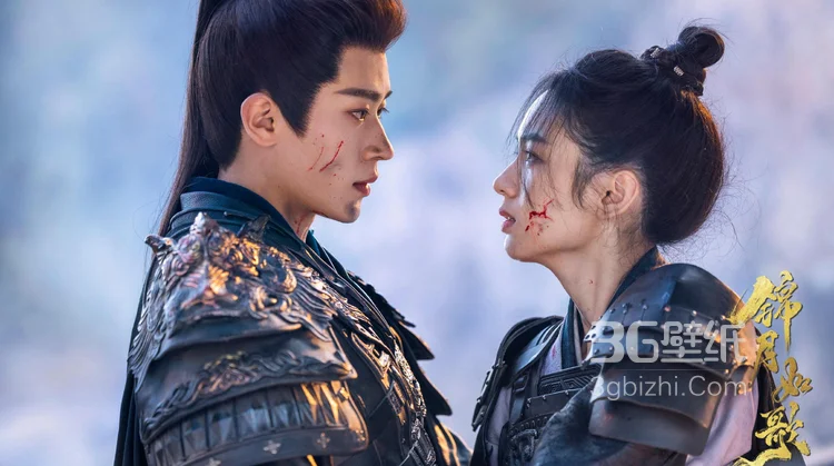 周也,丞磊,主演古装爱情剧《锦月如歌》冰雪战火海报及剧照高清图片5