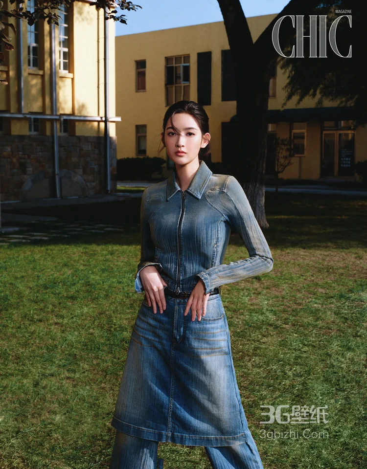 王玉雯时尚牛仔，裙装系列 不同个性酷飒秋装户外穿搭登封写真美照4