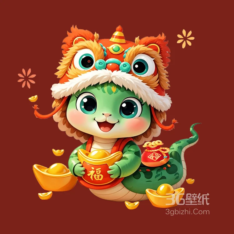 2025蛇年大吉，可爱卡通蛇送福，送财，送元宝头像图片9