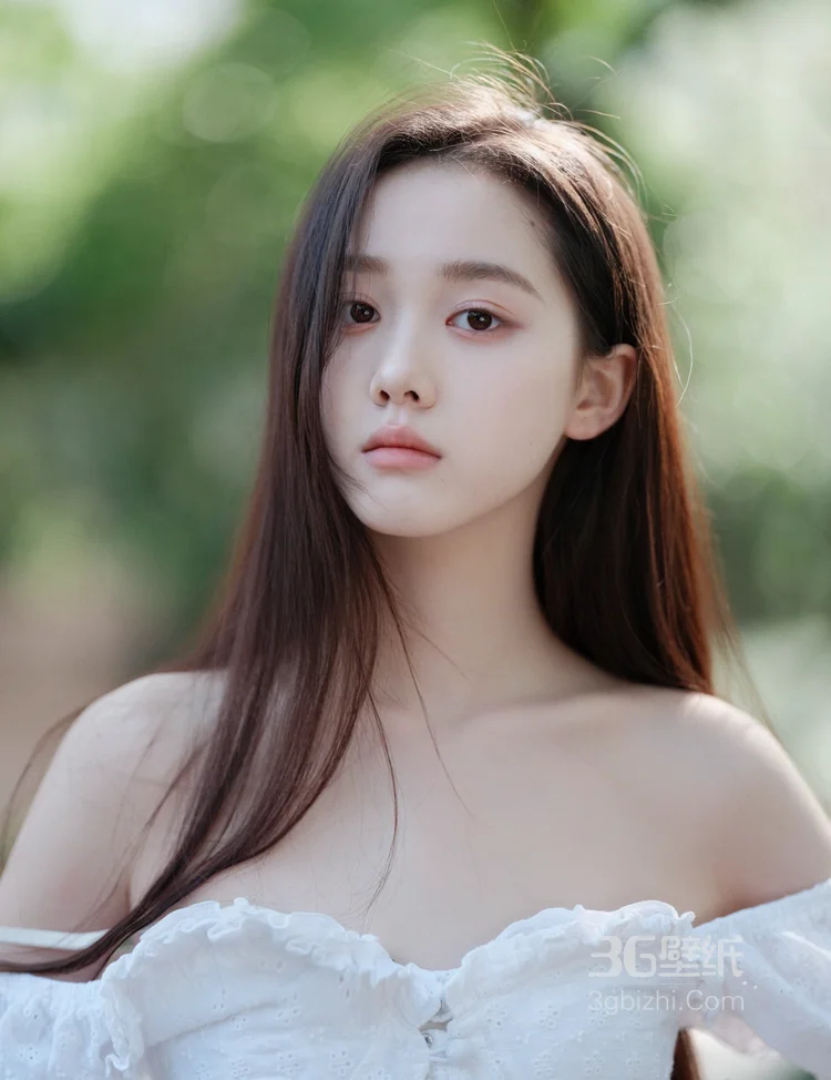 美女李瑜白色露肩连衣裙温婉甜美写真，感受春天到夏天之间的温暖8