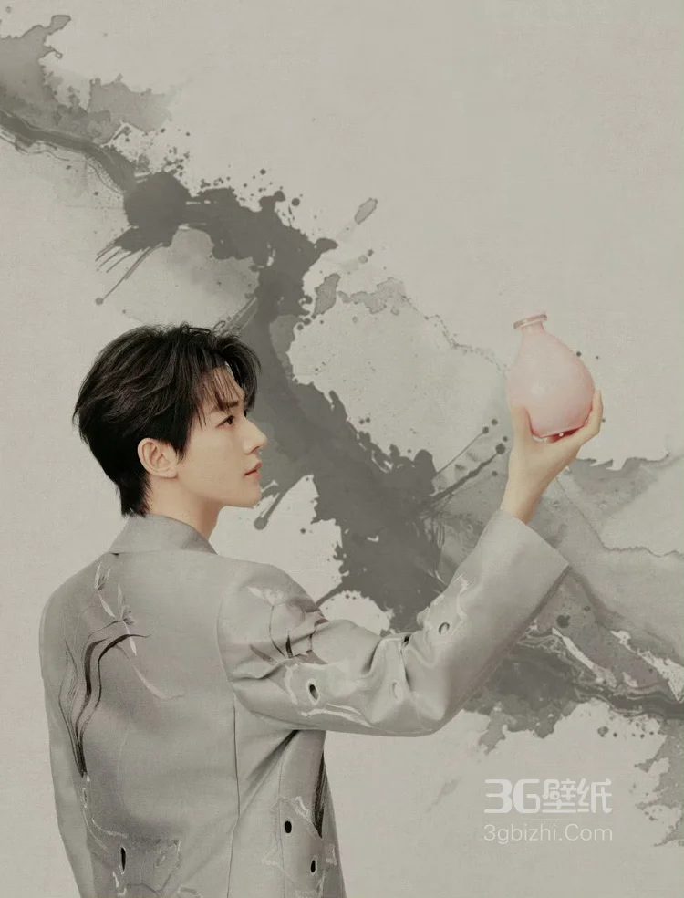 邓为2025丁香诗会造型图集，身着墨韵花草的刺绣西装，原来是俊逸翩然的国风公子5