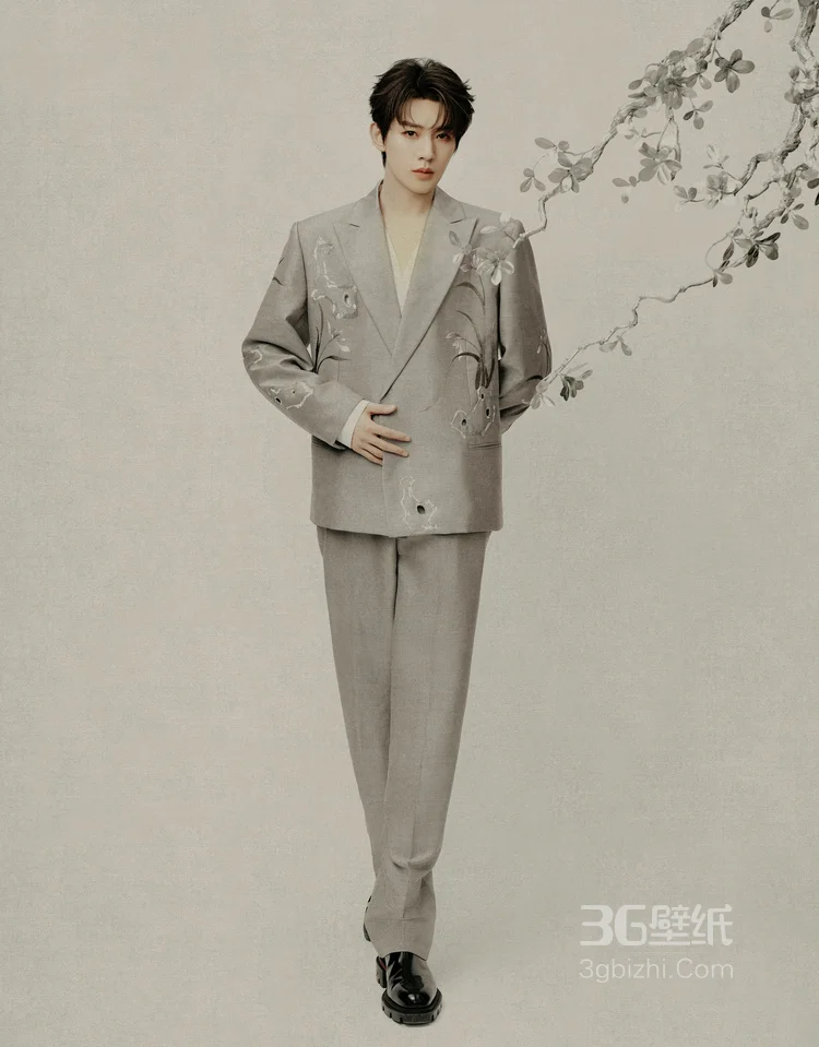 邓为2025丁香诗会造型图集，身着墨韵花草的刺绣西装，原来是俊逸翩然的国风公子4