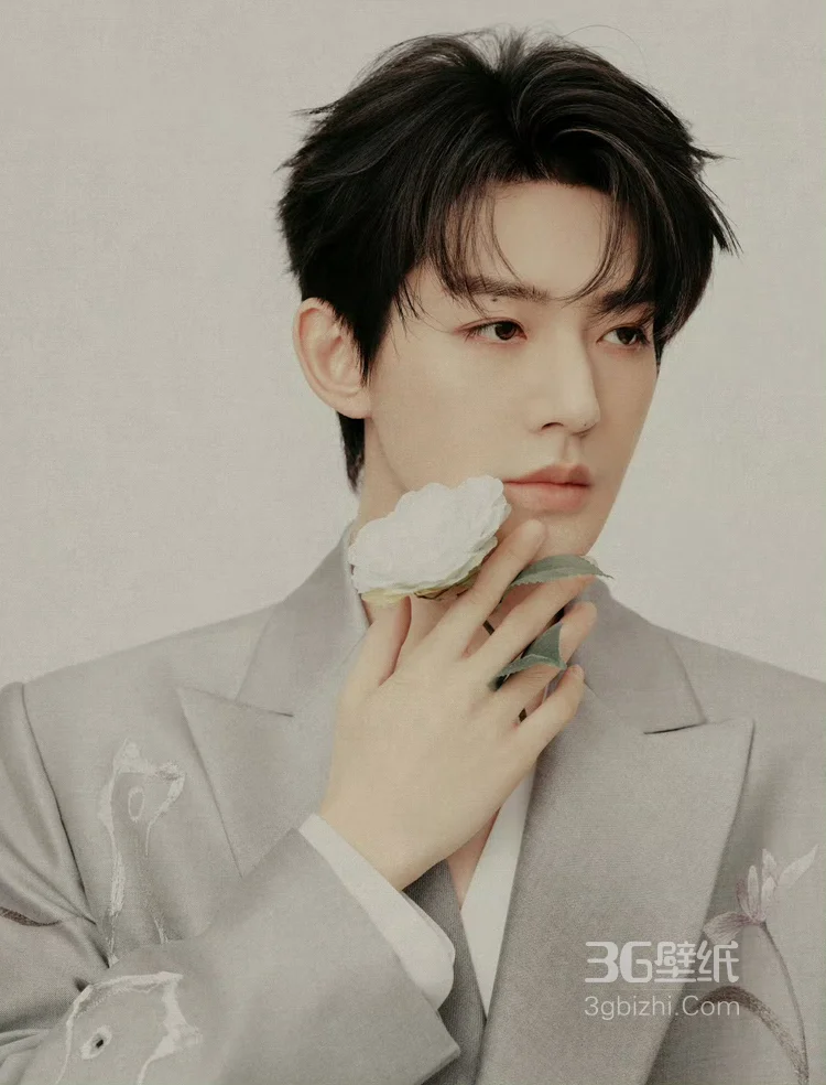 邓为2025丁香诗会造型图集，身着墨韵花草的刺绣西装，原来是俊逸翩然的国风公子2