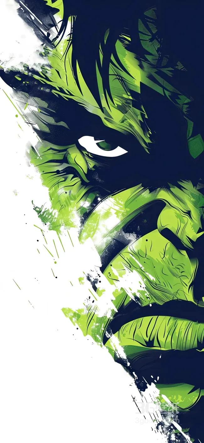 绿巨人，半边脸，瞪着你 插画手机壁纸1