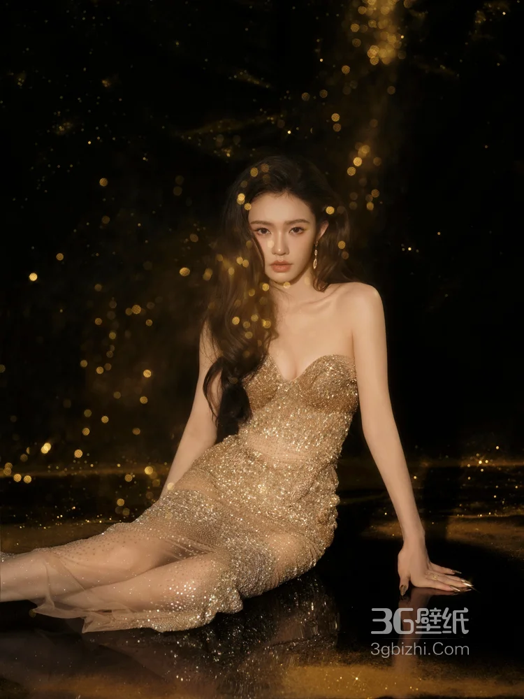 林允身着金色低胸礼服出席活动美照，这身材不是一般的好1