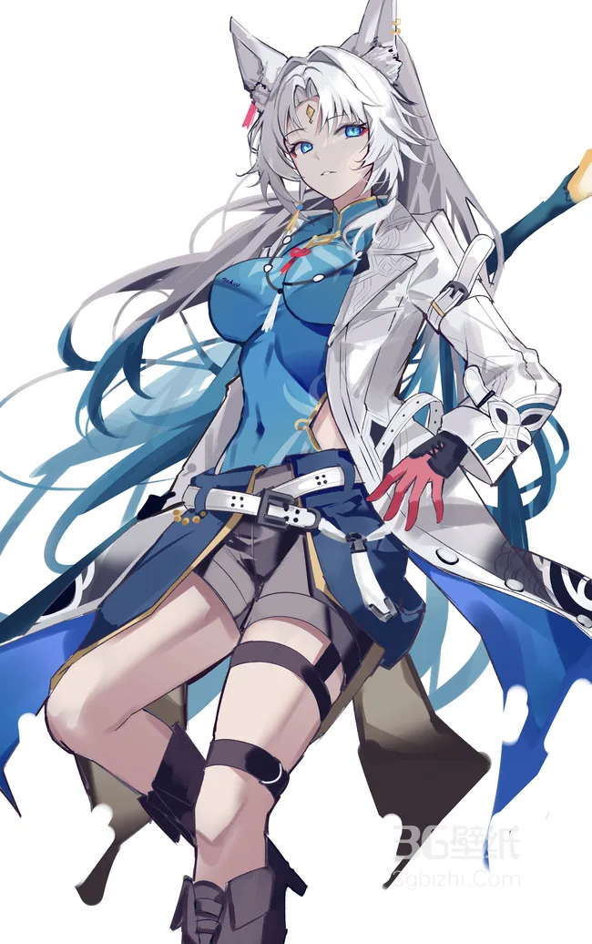 猫耳朵日系动漫少女简洁背景手机壁纸1