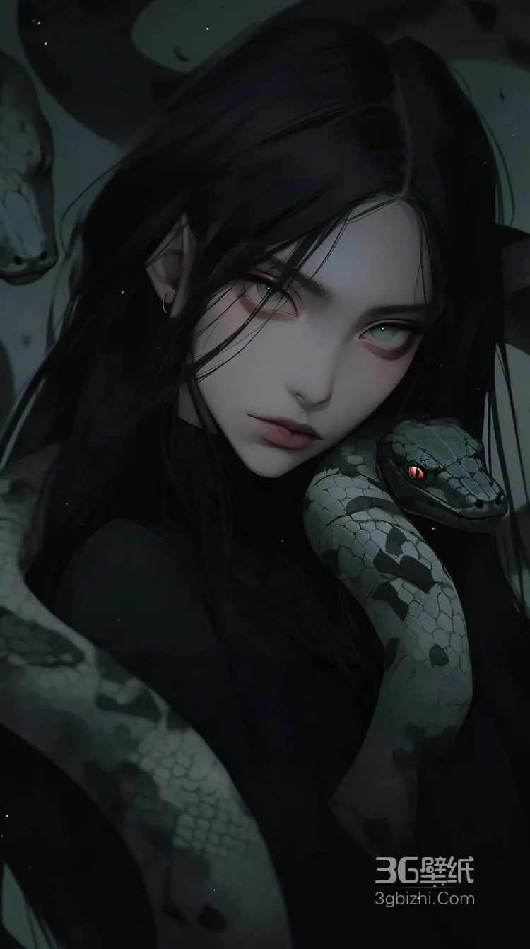 美女与蛇，美艳别样的性感动漫少女AI图片1