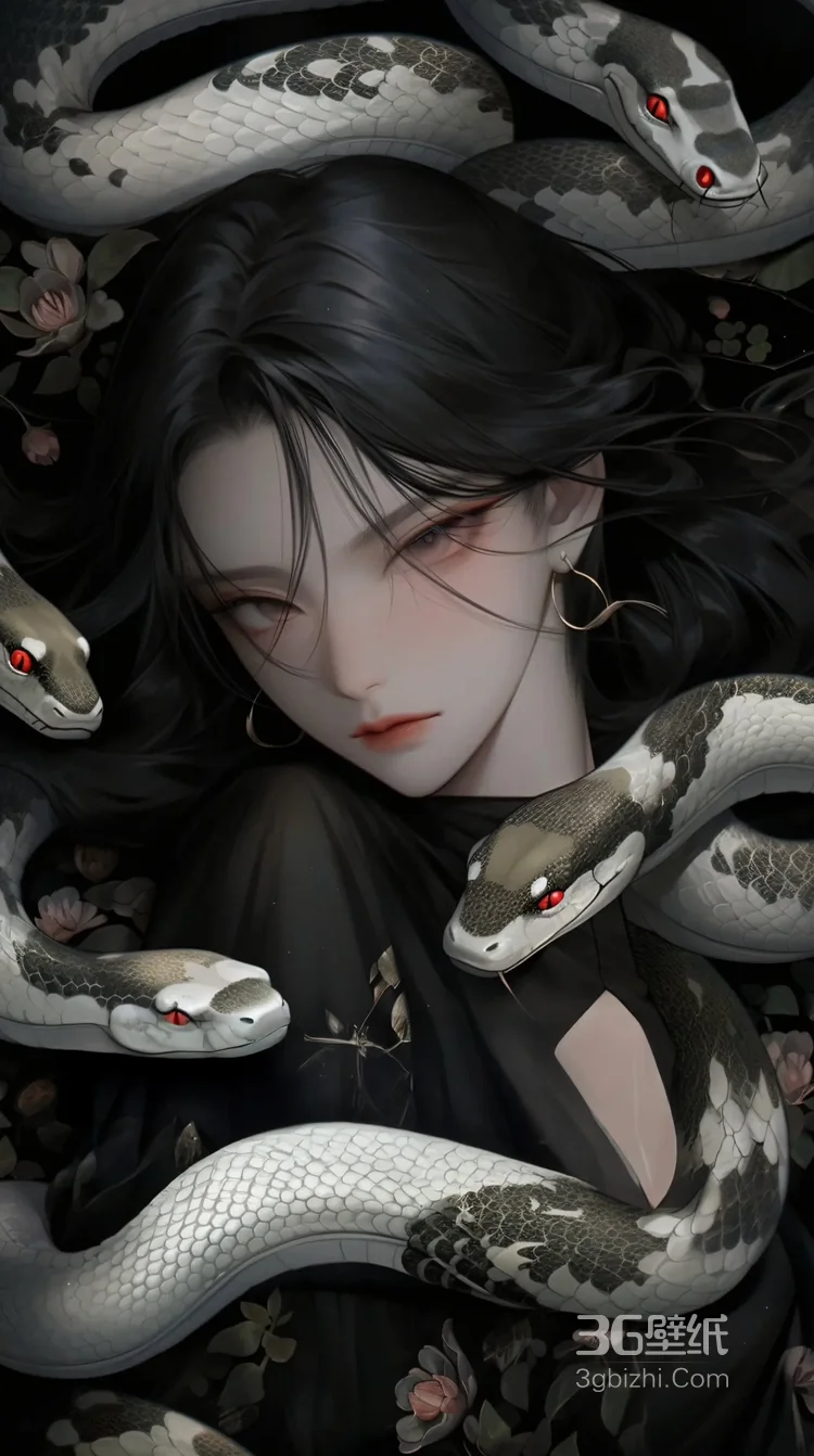 美女与蛇，美艳别样的性感动漫少女AI图片3