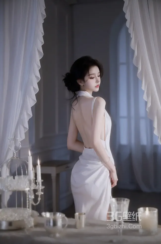 性感美女妹子裸背写真手机壁纸1