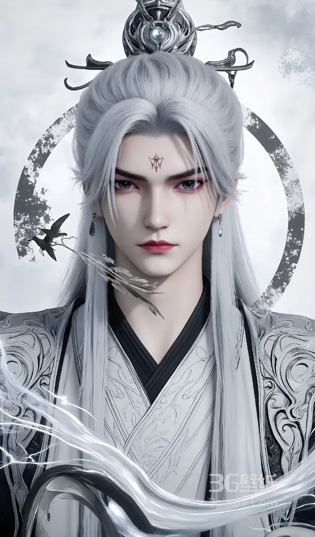 修仙界男神！白发束冠的王林绝美造型壁纸1