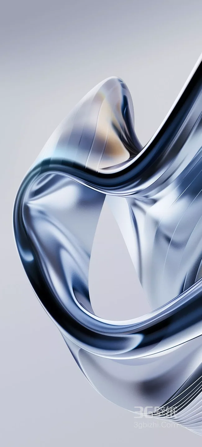 极简科技感流体形态壁纸 银蓝渐变 3D 艺术高清壁纸下载1
