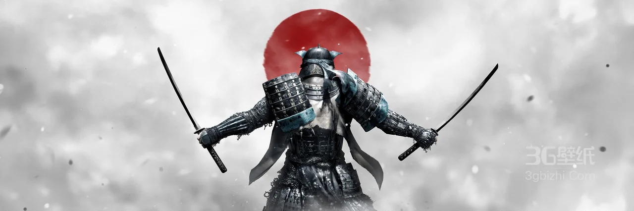 日式武士双剑对峙壁纸 红日出击炫酷战斗高清下载1