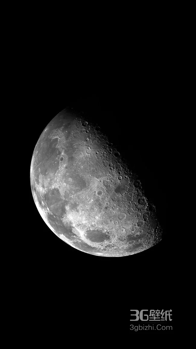 《高清写实半月壁纸 月球表面陨石坑细节特写下载》 1