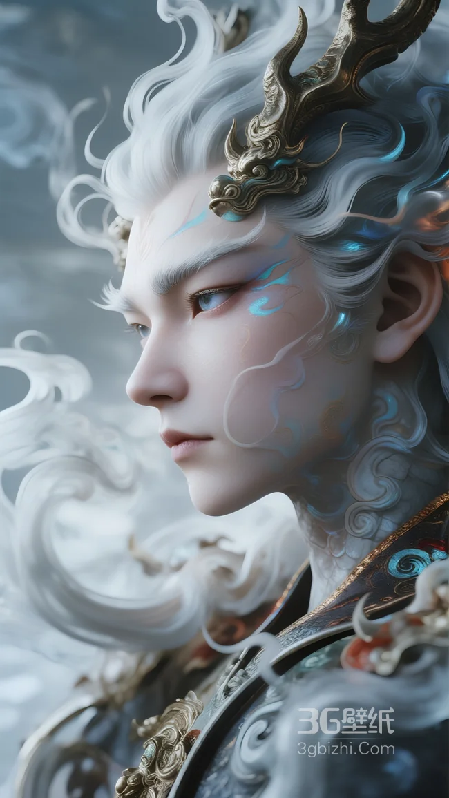 《玄幻国风 银发神龙拟人华丽壁纸》1