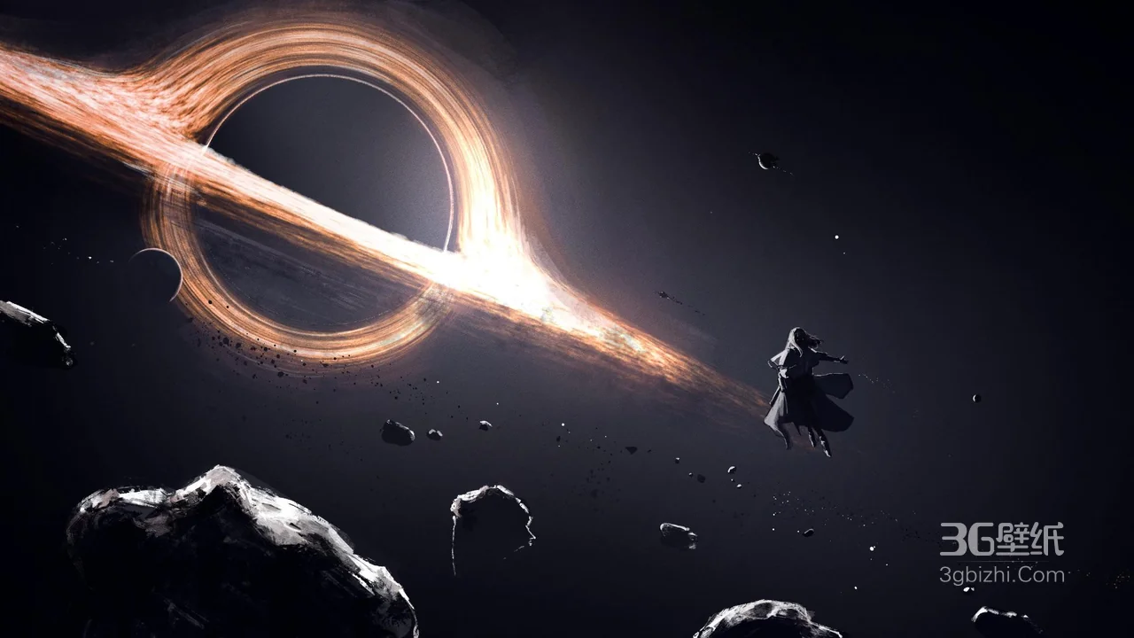 《星际孤影：黑洞边缘的科幻宇宙意境壁纸》1