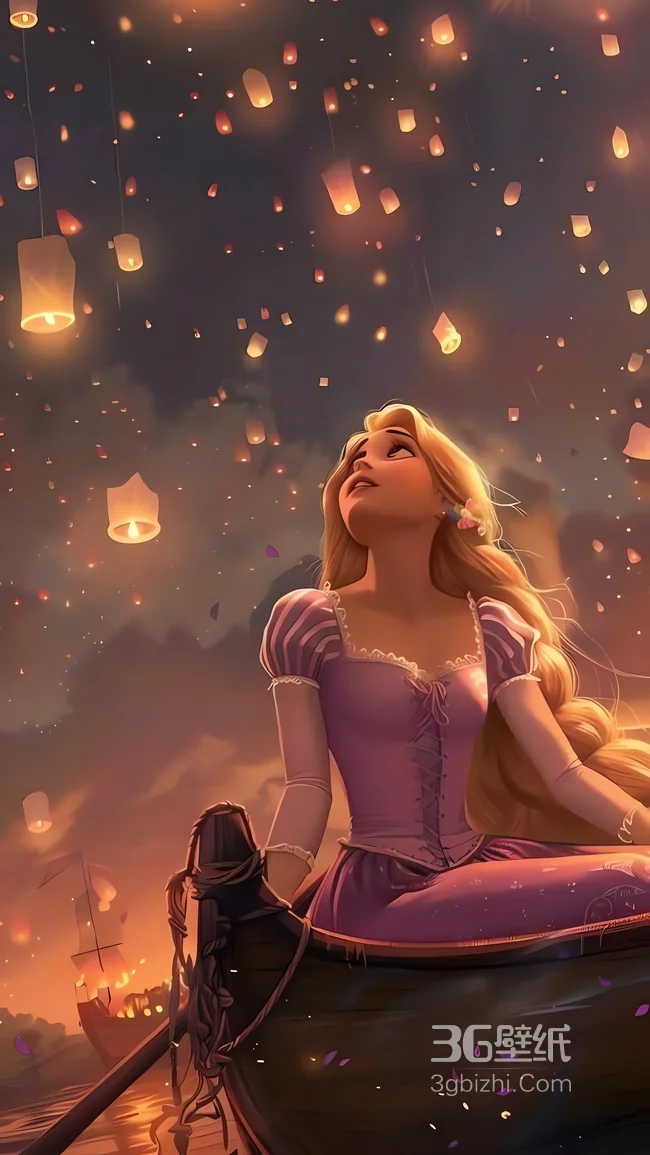 魔发奇缘 长发公主天灯祈愿梦幻壁纸1