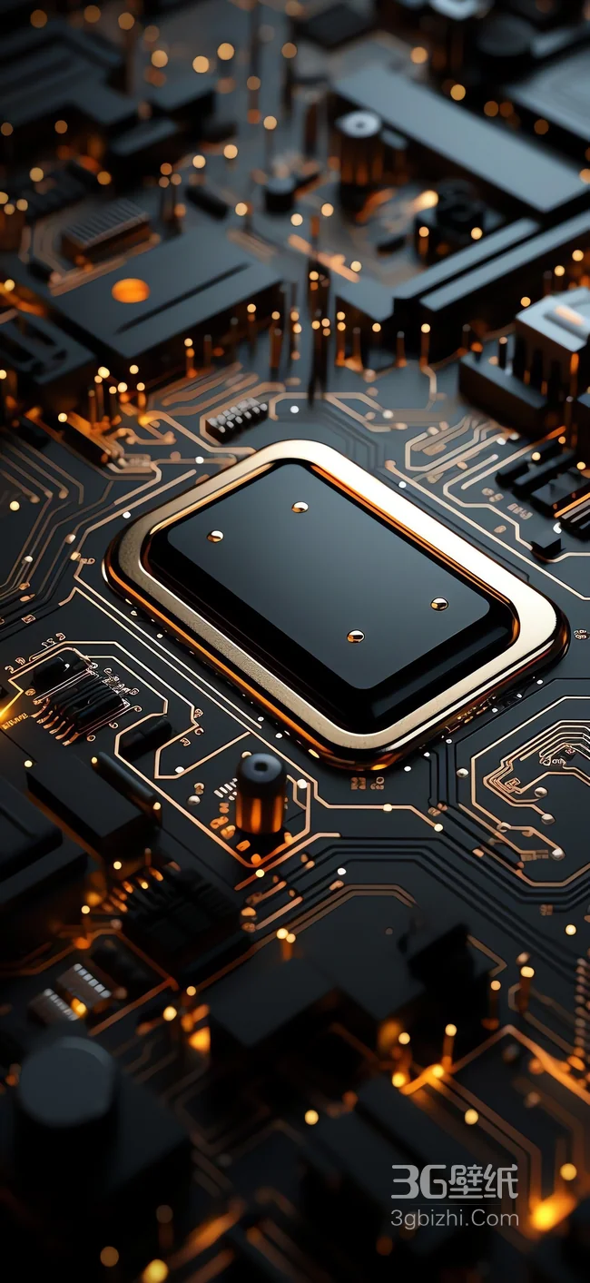 黑金电路板 芯片科技感特写壁纸1
