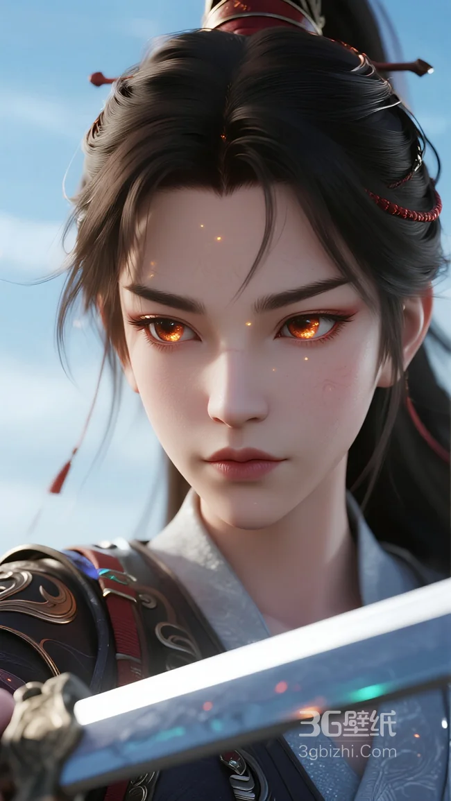 《国风武侠AI美人 执剑侠女超写实手机壁纸》1