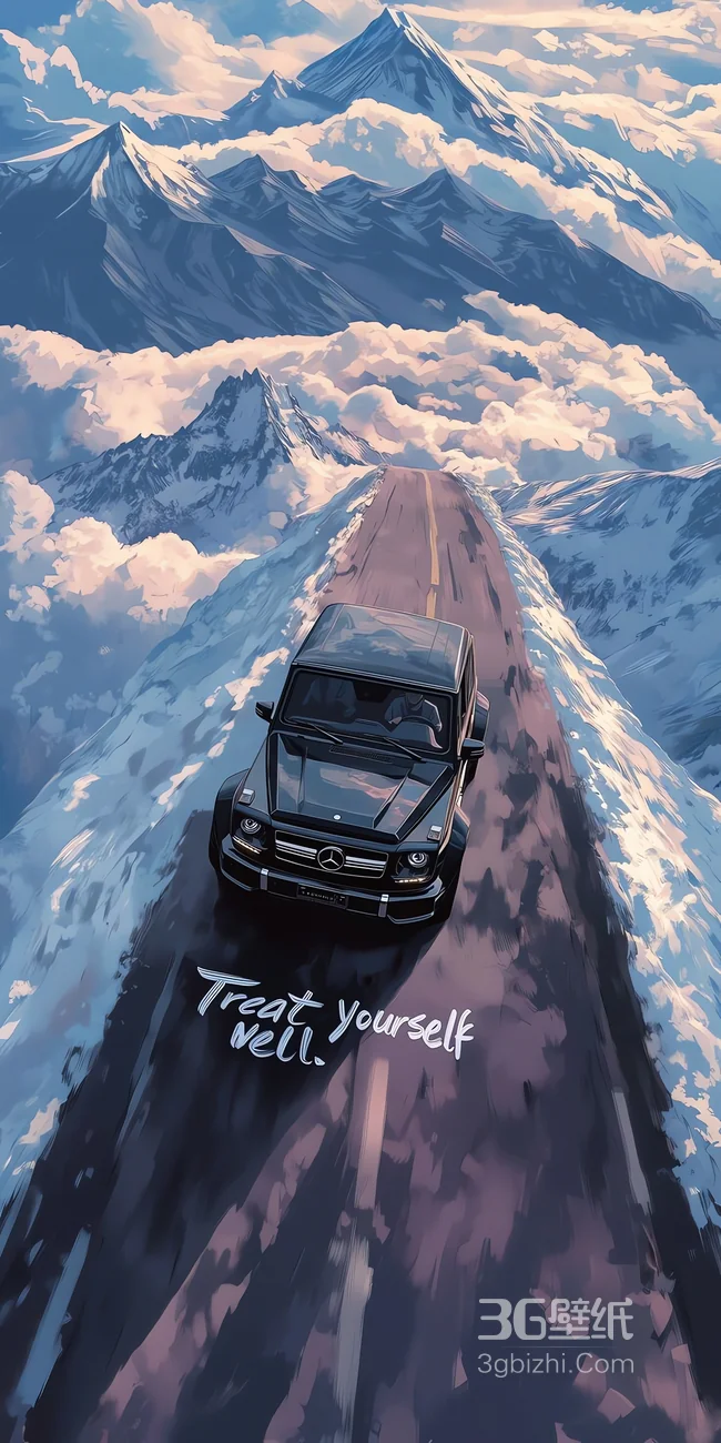 雪山之巅 奔驰大 G 自驾励志壁纸1