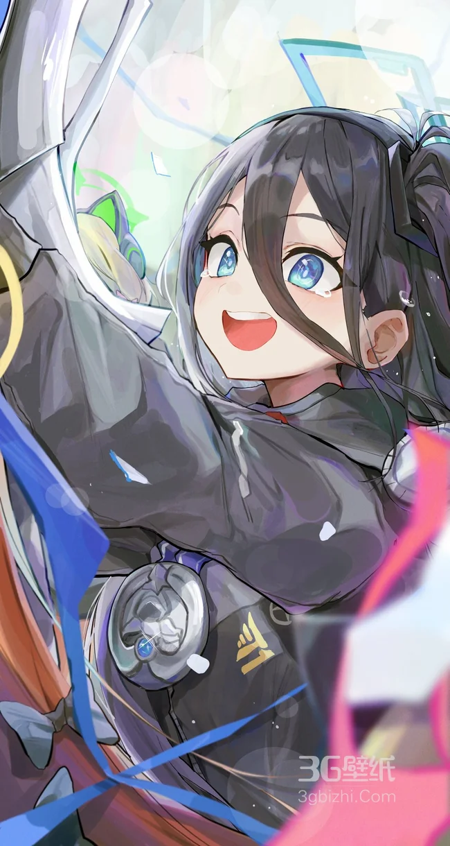 元气黑长直少女 科幻风战斗插画壁纸1