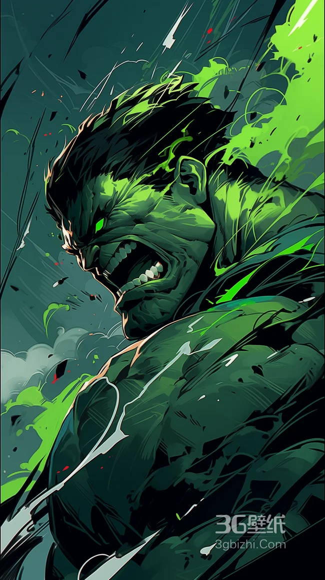 绿巨人愤怒表情动漫手机壁纸 高清动态效果1