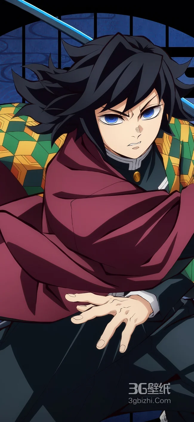 鬼灭之刃富冈义勇黑发蓝眸动漫手机壁纸1