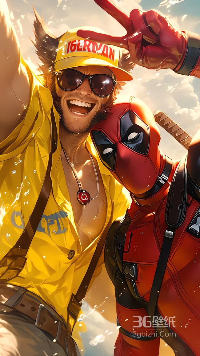 金刚狼与死侍户外自拍高清热血潮流手机壁纸1