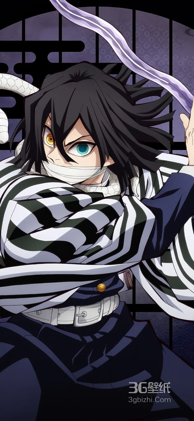 鬼灭之刃伊黑小芭内异色瞳蛇刀手机壁纸1