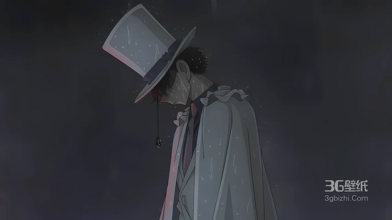 高礼帽柯南雨夜低头动漫电脑壁纸1