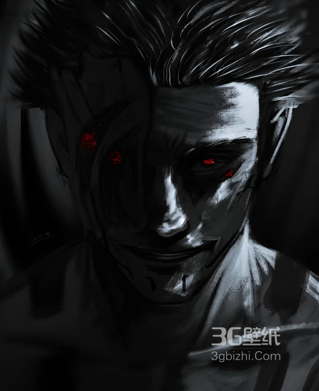 暗黑系红瞳伤痕男性角色原创插画1