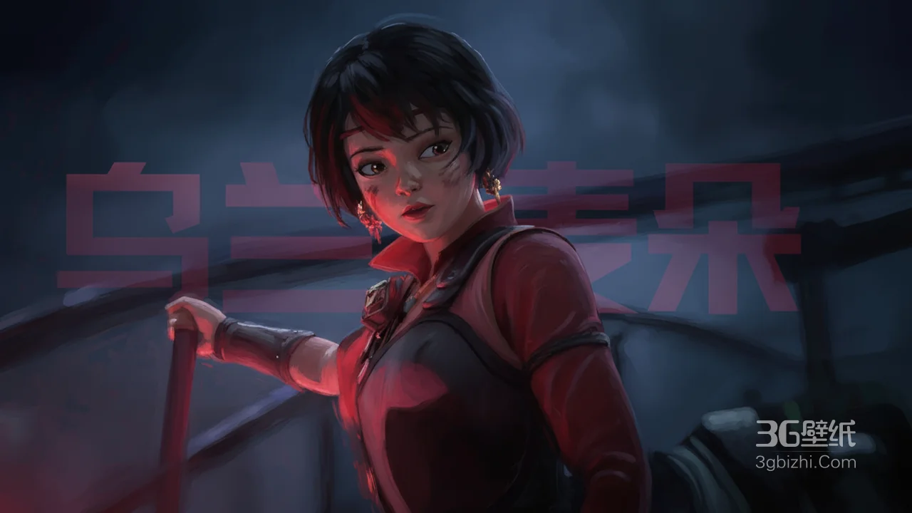 短发红衣少女火爆动漫《灵笼2》角色乌兰麦朵科幻动漫场景壁纸1