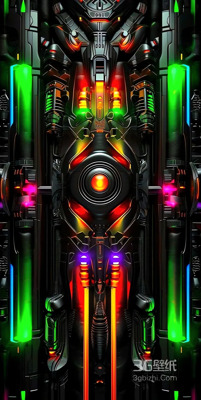 赛博朋克机械核心霓虹科技装置场景1