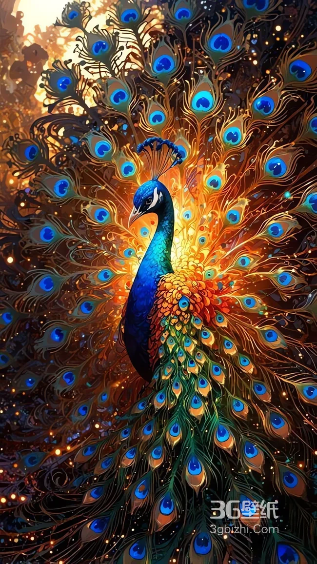 孔雀开屏绚丽羽屏自然艺术图1