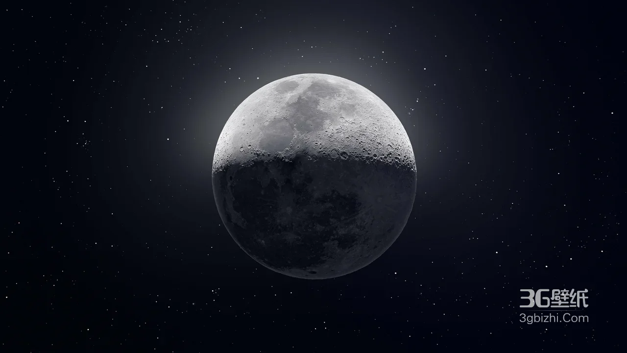 高清唯美星空半月宇宙夜空电脑背景1