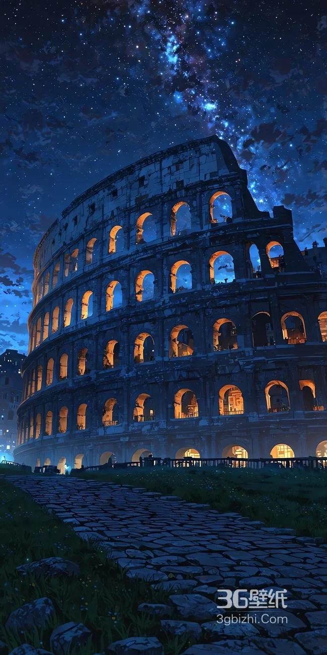罗马斗兽场星空夜景梦幻灯光1