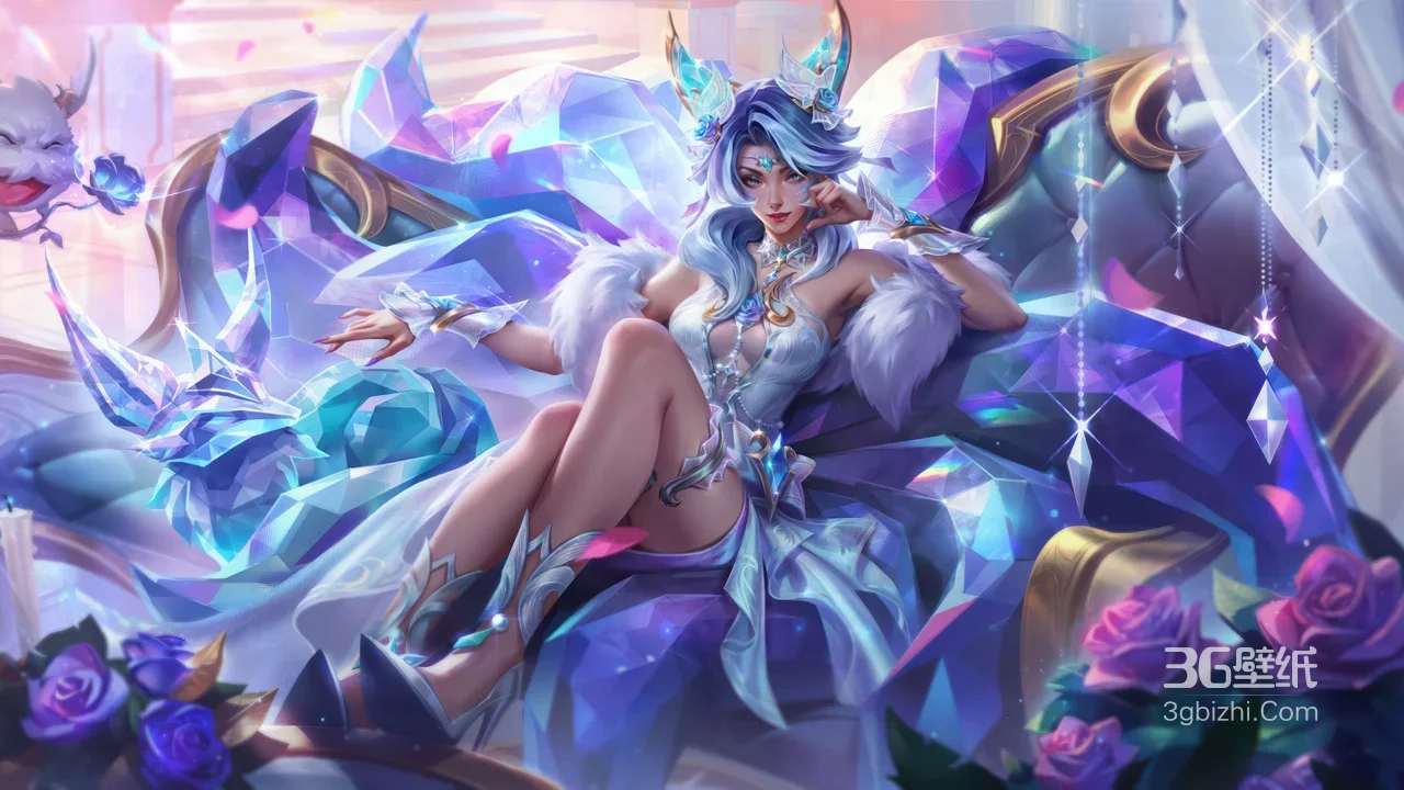 水晶女武神 蓝紫晶座华丽游戏壁纸1