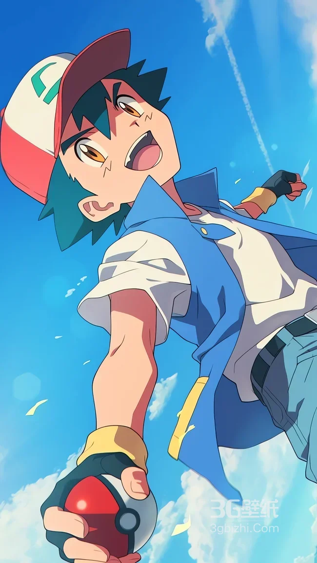 宝可梦小智手持精灵球仰望天空1