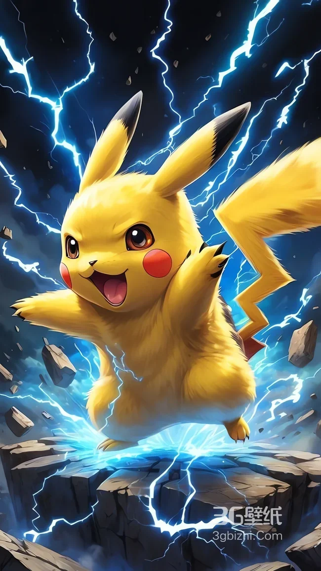 精灵宝可梦皮卡丘雷电跃起动漫插画1