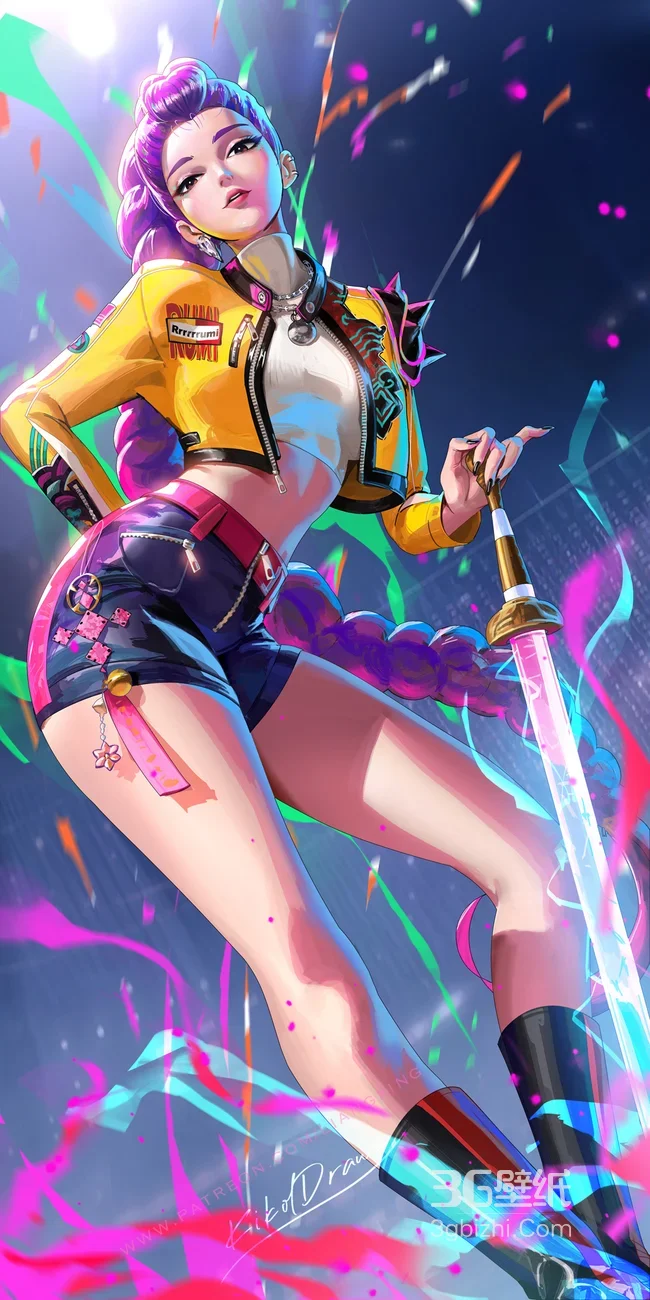 K/DA女团阿卡丽 赛博朋克游戏插画1