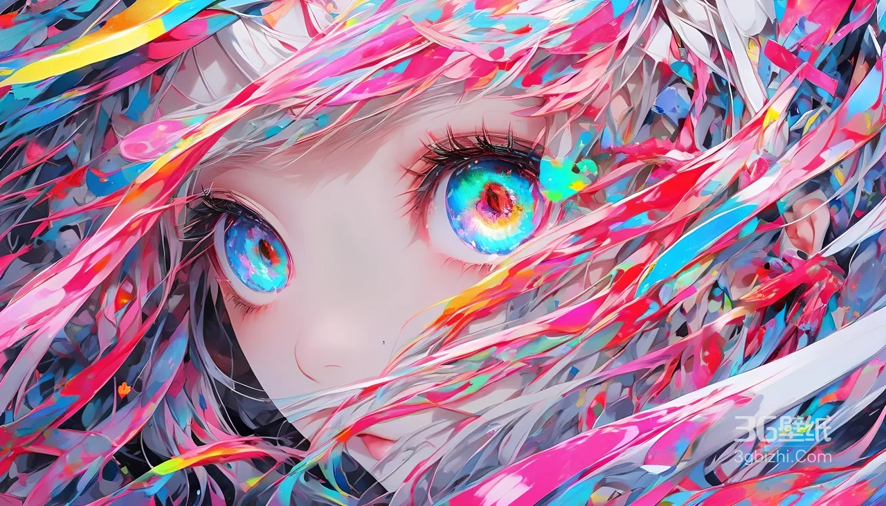七彩眼眸动漫少女插画1