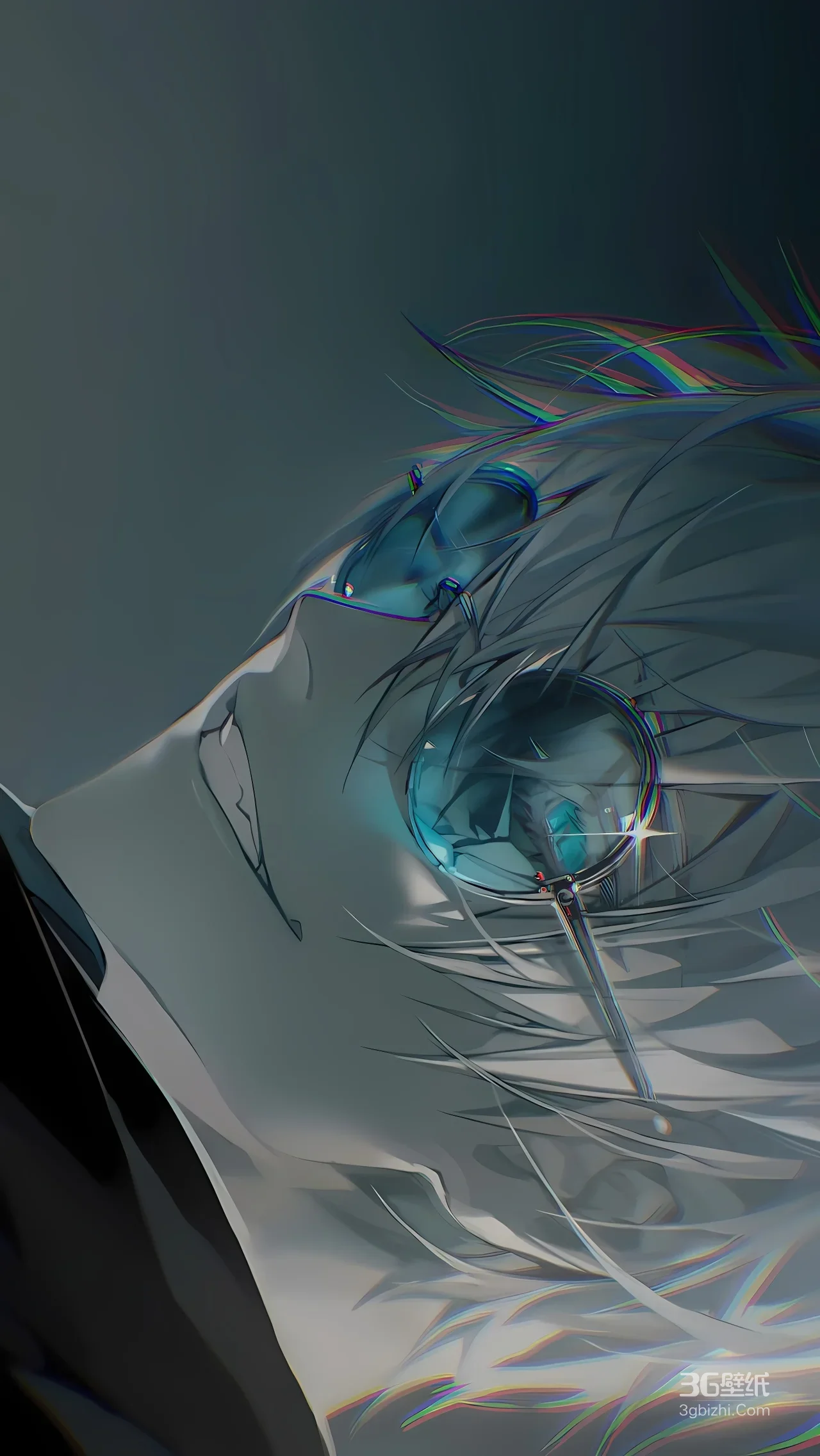 银发科技感动漫少女 蓝瞳冷调插画1